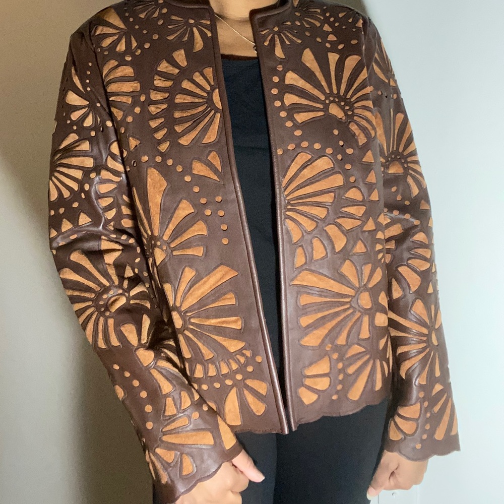 Chico’s Flower Leather Jacket
